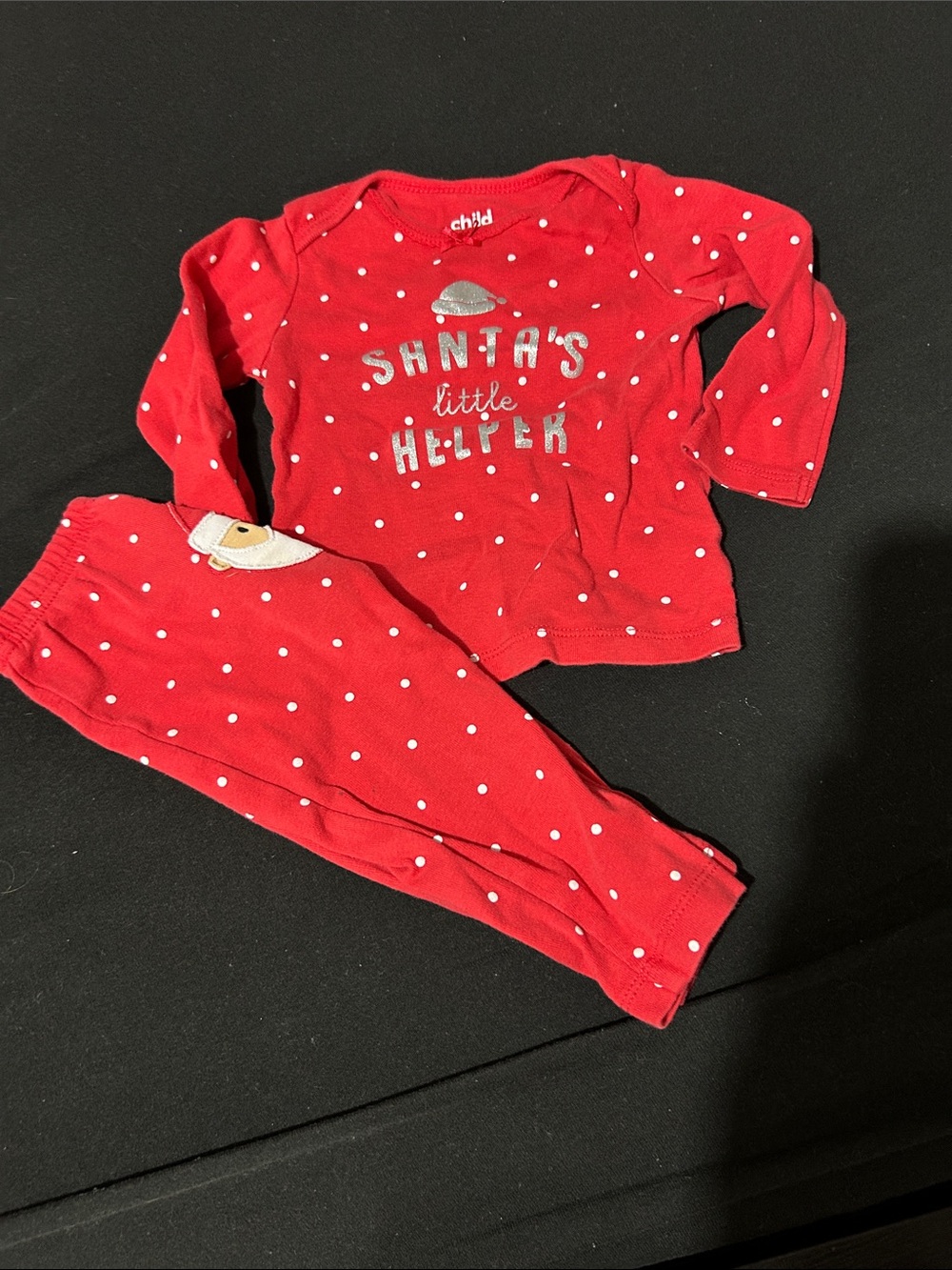 3/$15 child of mine Red Polka Dot Holiday Pajama Set
